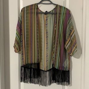 Fringed sheer cover up size s